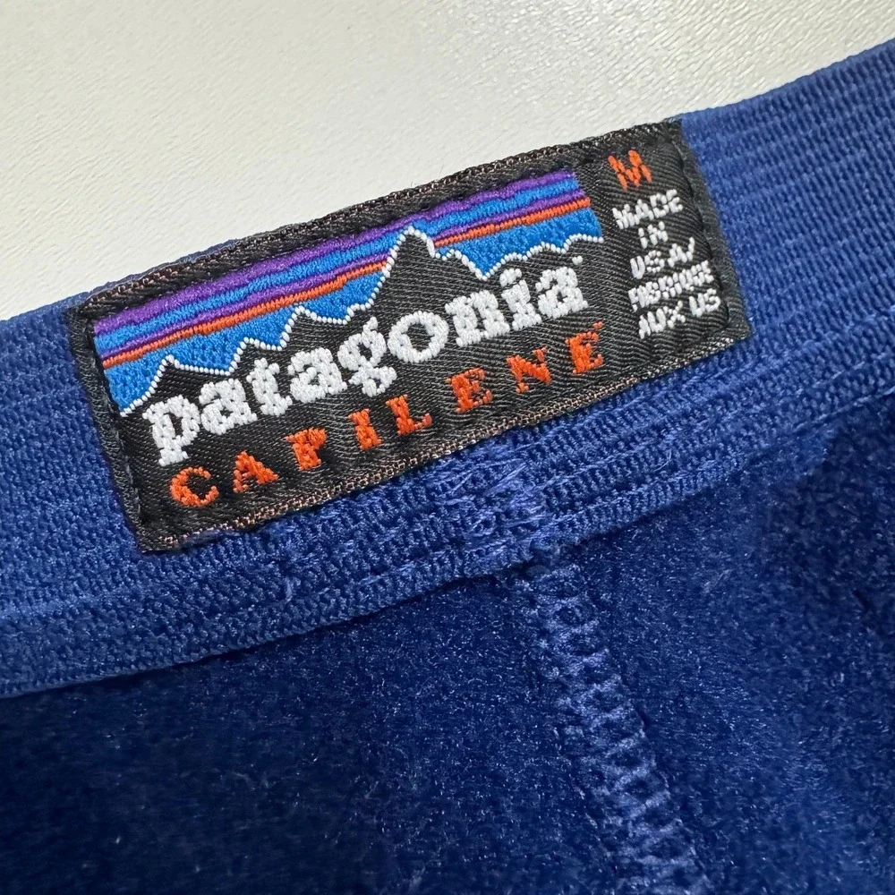 Patagonia Capilene Fleece Base Layer Long Johns Tights Size M Navy Blue USA‎